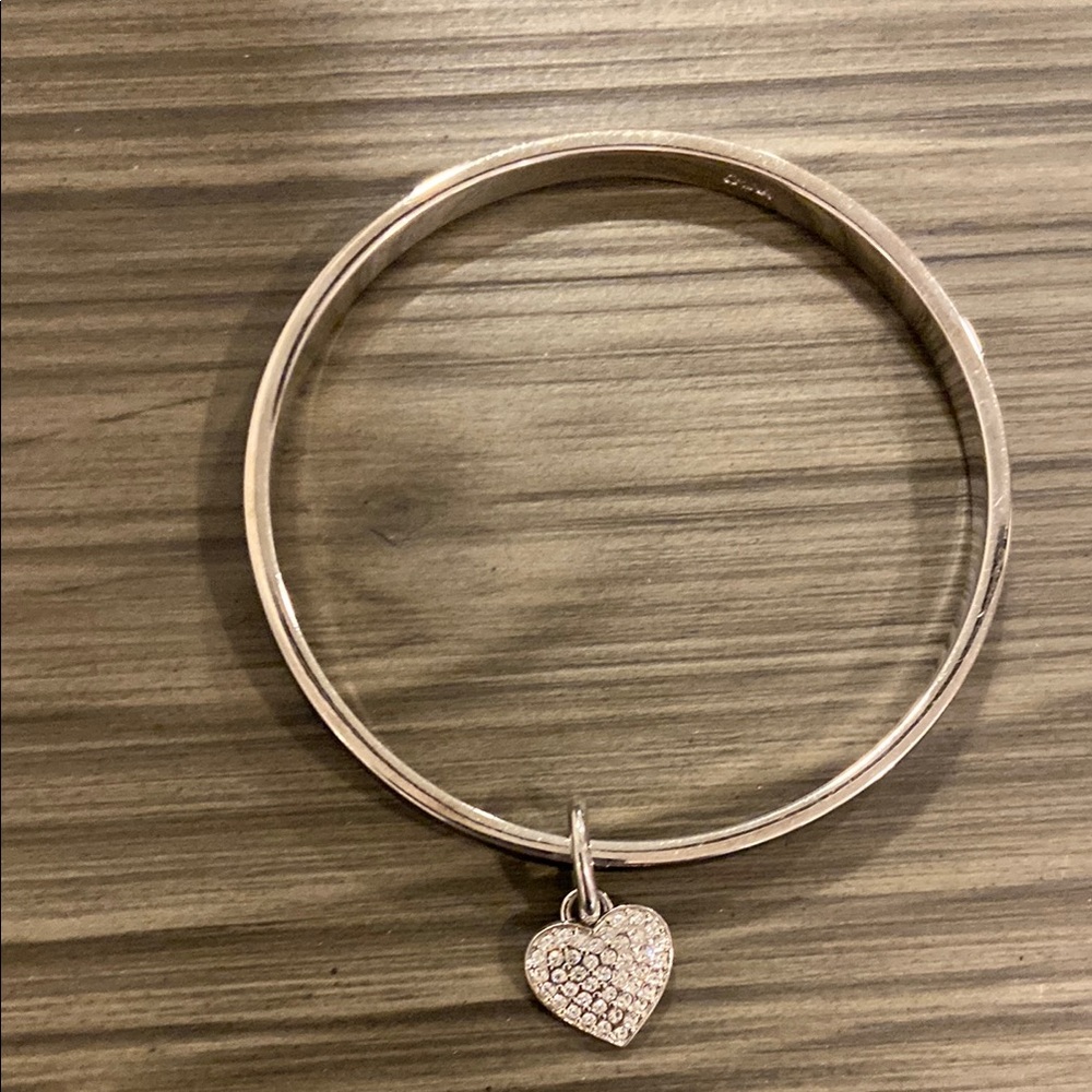 Coach Silver and Black Heart Charm Bracelet